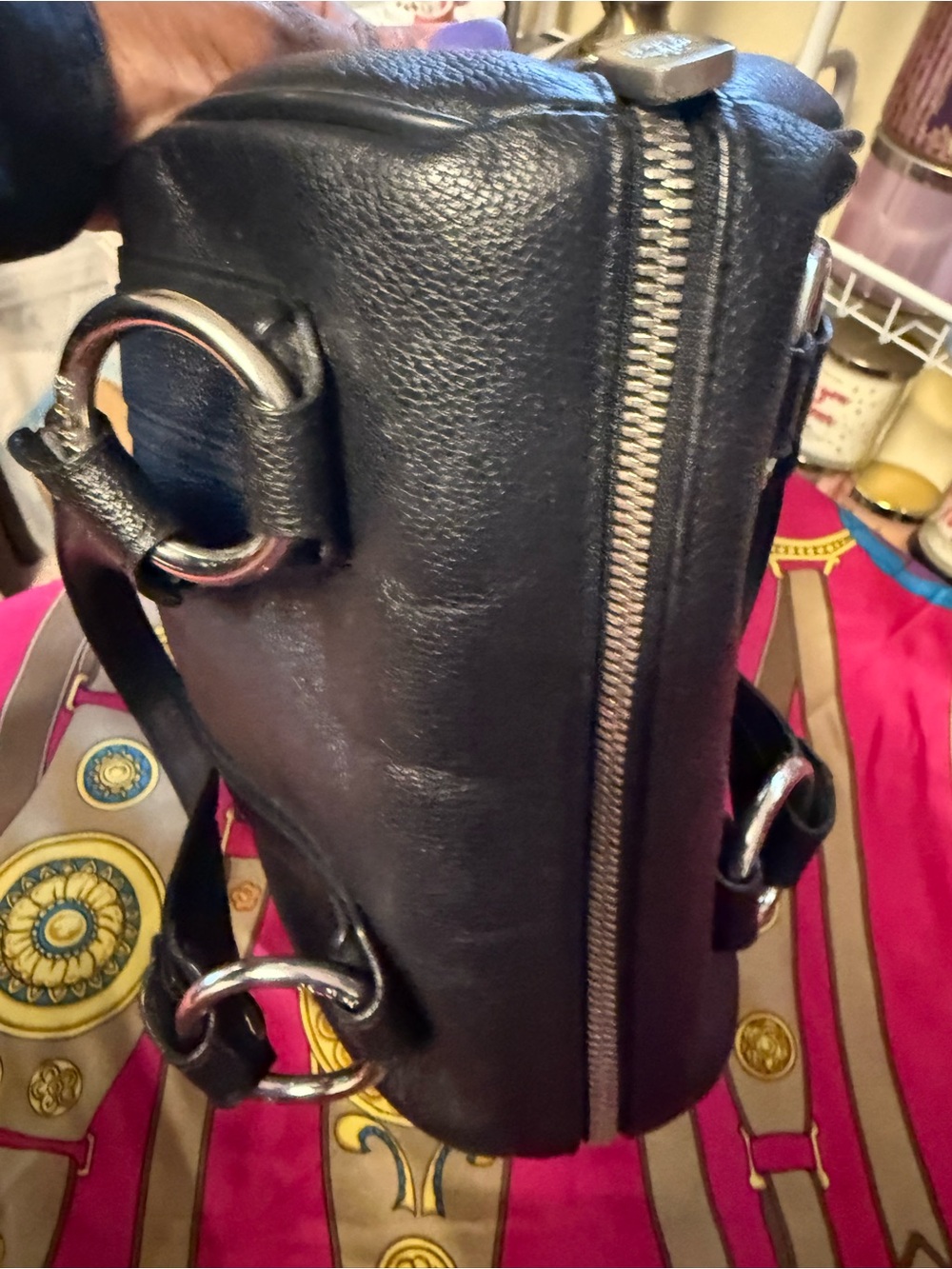 MCM Authentic Black Pebbled Leather Boston Satchel – Silver Hardware - Picture 10 of 16